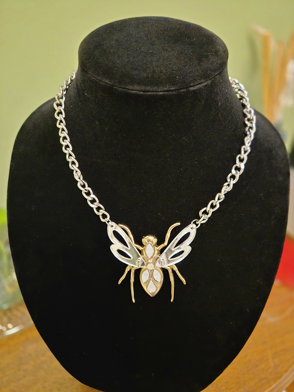 Two-Tone Bee Pendant Necklace in Gold and Silver - Women Jewelry